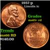 Image 1 : 1957-p Lincoln Cent 1c Grades Gem+ Unc RD