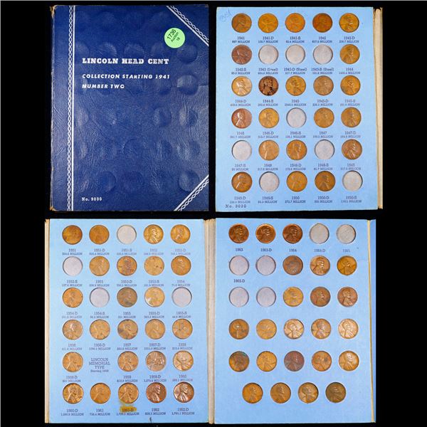 Near complete Lincoln 1c Whitman Folder, 1941-1964 69 coins in Total