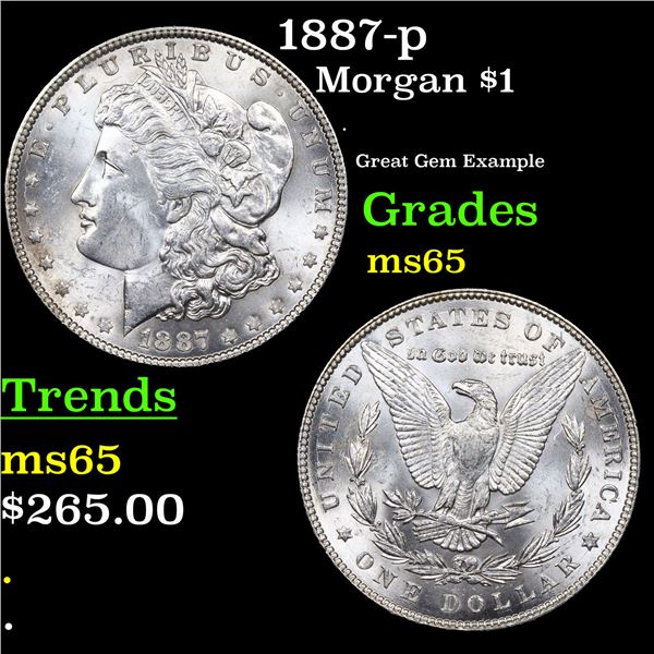 1887-p Morgan Dollar $1 Grades GEM Unc