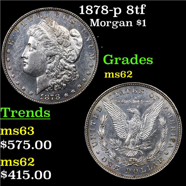1878-p 8tf Morgan Dollar $1 Grades Select Unc