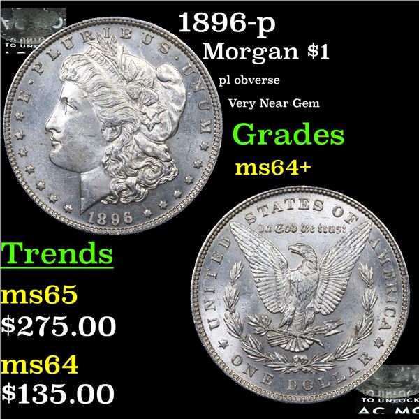 1896-p Morgan Dollar $1 Grades Choice+ Unc