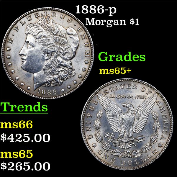 1886-p Morgan Dollar $1 Grades GEM+ Unc