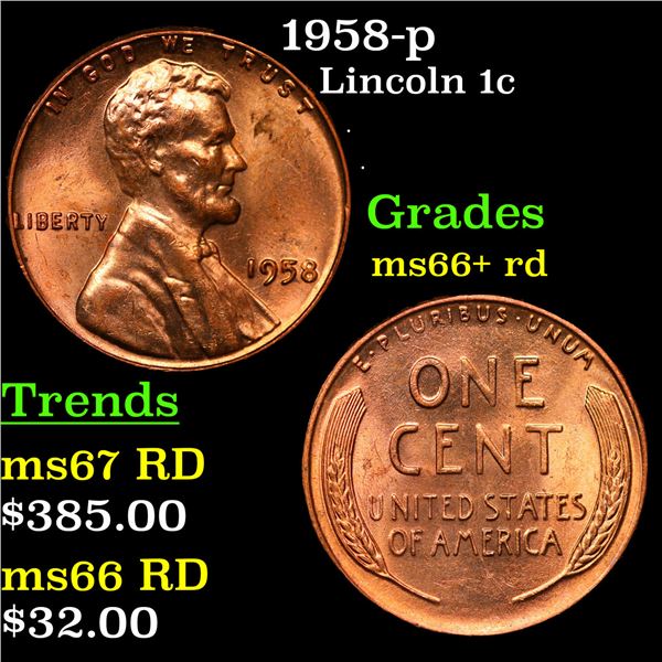 1958-p Lincoln Cent 1c Grades GEM++ RD
