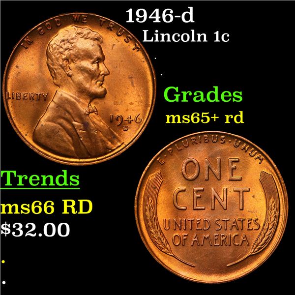 1946-d Lincoln Cent 1c Grades Gem+ Unc RD