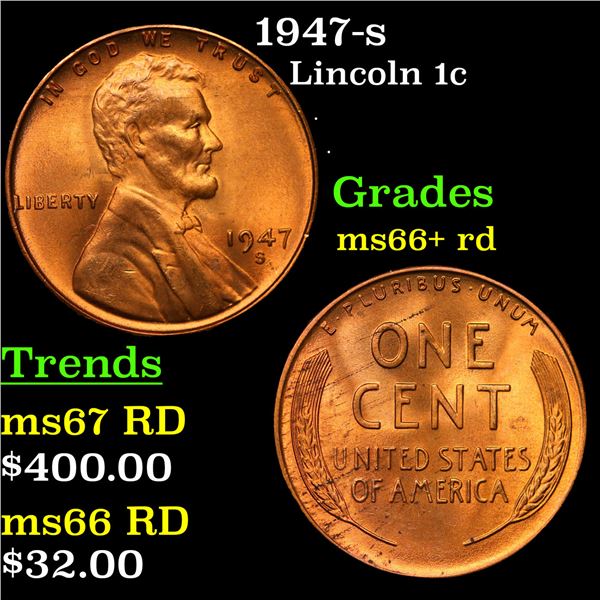 1947-s Lincoln Cent 1c Grades GEM++ RD