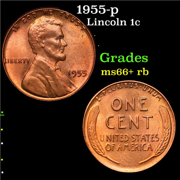 1955-p Lincoln Cent 1c Grades GEM++ RB