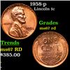 Image 1 : 1958-p Lincoln Cent 1c Grades GEM++ Unc RD
