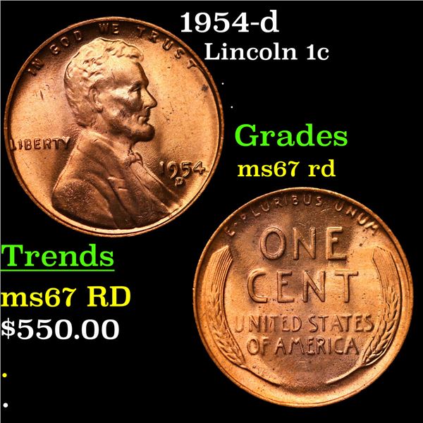 1954-d Lincoln Cent 1c Grades GEM++ Unc RD