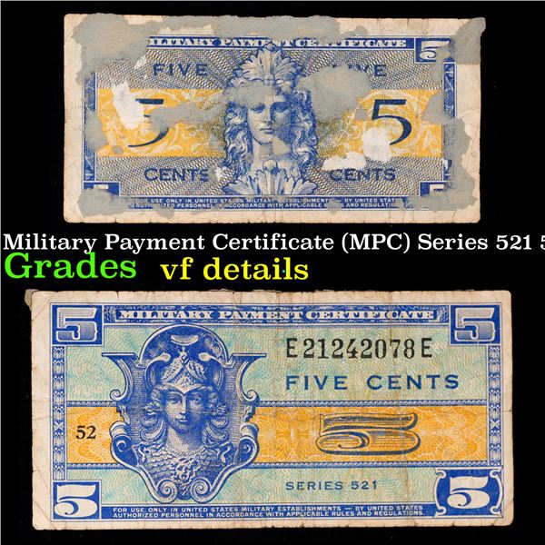 Military Payment Certificate (MPC) Series 521 5c Grades vf details