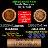 Image 1 : Mixed small cents 1c orig shotgun roll, 1919-s Wheat Cent, 1863 Indian Cent other end, Brinks Wrappe
