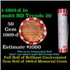 Image 1 : Shotgun Lincoln 1c roll, 1969-d 50 pcs Bank Wrapper.