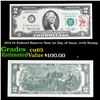 Image 1 : 1976 $2 Federal Reserve Note 1st Day of Issue, with Stamp Grades Gem CU