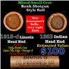Image 1 : Mixed small cents 1c orig shotgun roll, 1918-d Wheat Cent, 1863 Indian Cent other end, Brinks Wrappe