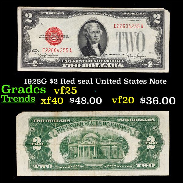 1928G $2 Red seal United States Note Grades vf+