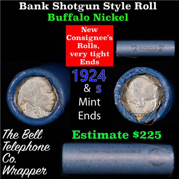 Buffalo Nickel Shotgun Roll in Old Bank Style 'Bell Telephone'  Wrapper 1924 &s Mint Ends