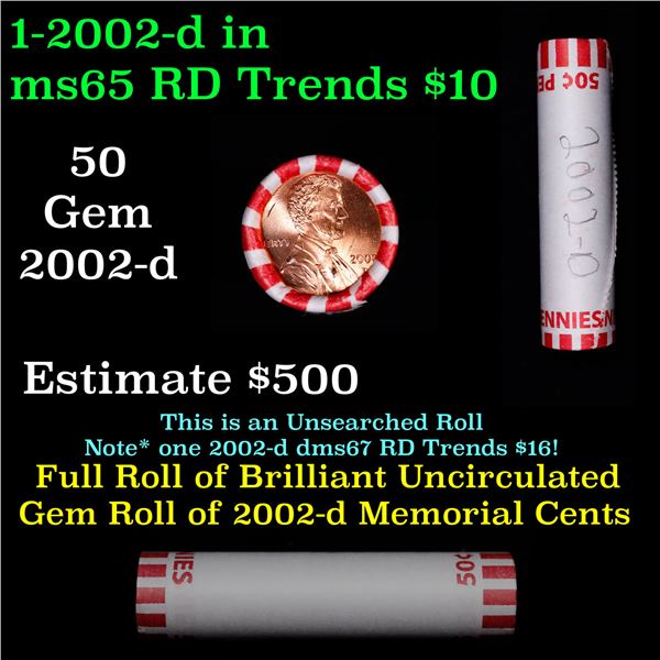 Shotgun Lincoln 1c roll, 2002-d 50 pcs Bank Wrapper.
