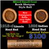 Image 1 : Mixed small cents 1c orig shotgun roll, 1918-d Wheat Cent, 1898 Indian Cent other end, Brinks Wrappe