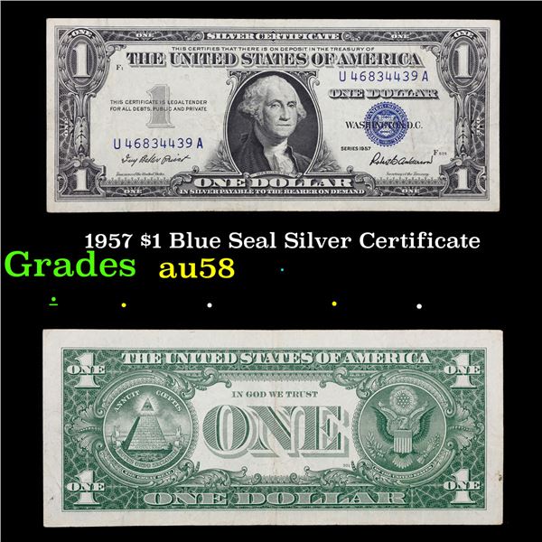 1957 $1 Blue Seal Silver Certificate Grades Choice AU/BU Slider