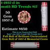Image 1 : Shotgun Lincoln 1c roll, 1957-d 50 pcs Bank Wrapper.