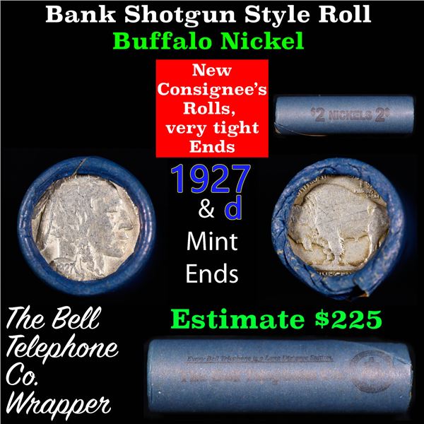 Buffalo Nickel Shotgun Roll in Old Bank Style 'Bell Telephone'  Wrapper 1927 &d Mint Ends