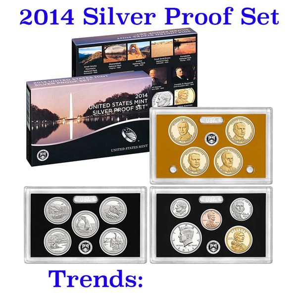 2014 United States Silver Proof Set 14 Coins Inside With Original Box And COA