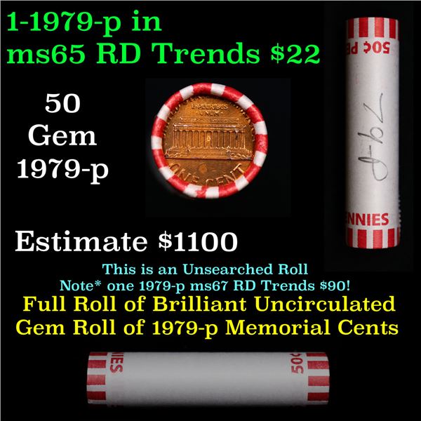 Shotgun Lincoln 1c roll, 1979-p 50 pcs Bank Wrapper.