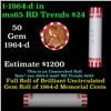 Image 1 : Shotgun Lincoln 1c roll, 1964-d 50 pcs Bank Wrapper.