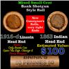 Image 1 : Mixed small cents 1c orig shotgun roll, 1916-d Wheat Cent, 1863 Indian Cent other end, Brinks Wrappe