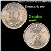 Image 1 : 1960(h) Denmark 10 Ore KM# 849.1 Grades Select Unc