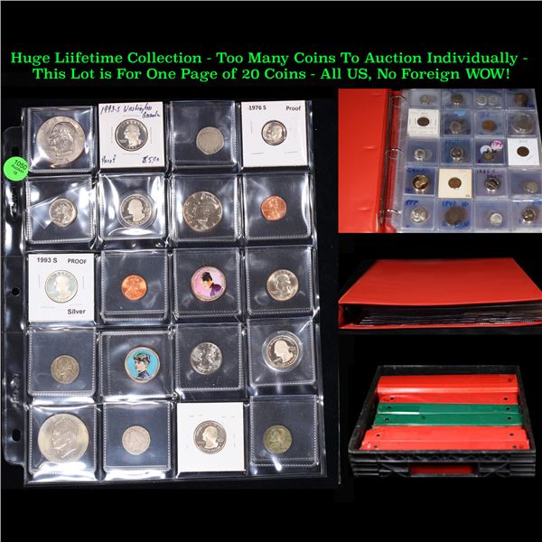 Huge Liifetime Collection - Too Many Coins To Auction Individually - This Lot is For One Page of 20 