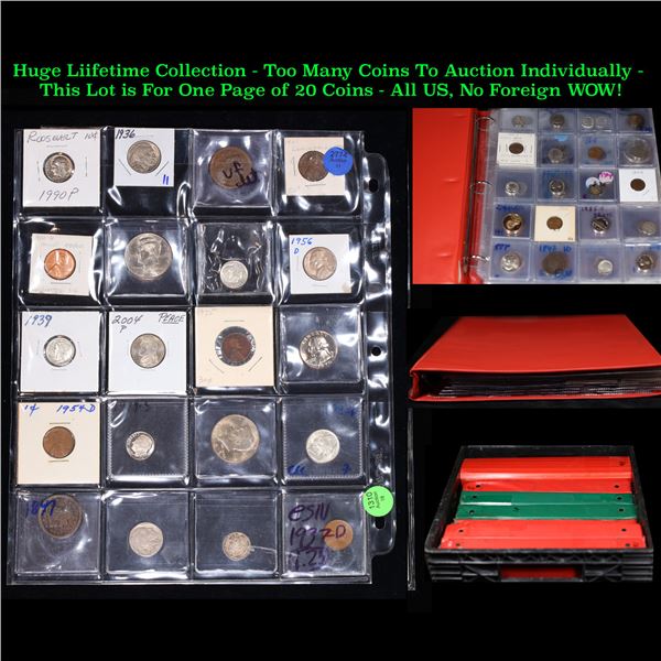 Huge Liifetime Collection - Too Many Coins To Auction Individually - This Lot is For One Page of 20 