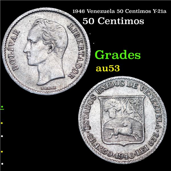 1946 Venezuela 50 Centimos Y-21a Grades Select AU