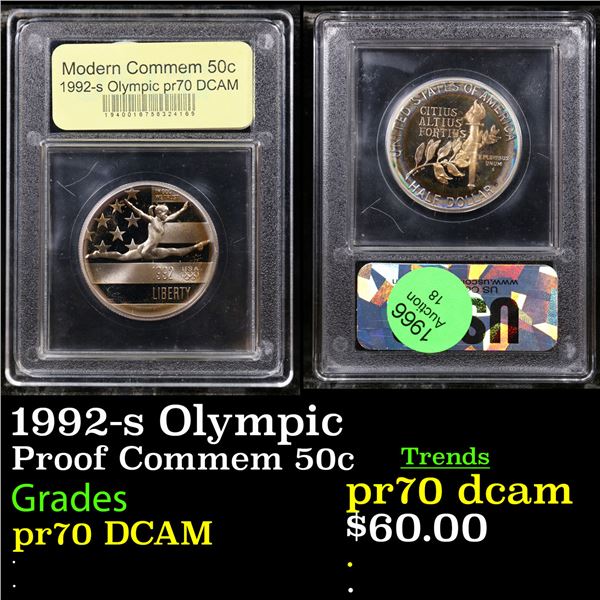 Proof 1992-s Olympic Modern Commem Half Dollar 50c Graded GEM++ Proof Deep Cameo By USCG