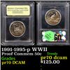 Image 1 : Proof 1991-1995-p WWII Modern Commem Half Dollar 50c Graded GEM++ Proof Deep Cameo By USCG