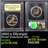 Image 1 : Proof 1992-s Olympic Modern Commem Half Dollar 50c Graded GEM++ Proof Deep Cameo By USCG