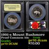 Image 1 : Proof 1991-s Mount Rushmore Modern Commem Half Dollar 50c Graded GEM++ Proof Deep Cameo By USCG