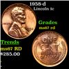 Image 1 : 1958-d Lincoln Cent 1c Grades GEM++ Unc RD