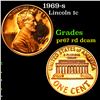 Image 1 : Proof 1969-s Lincoln Cent 1c Grades Gem++ Proof Red Deep cameo