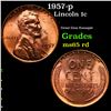 Image 1 : 1957-p Lincoln Cent 1c Grades GEM Unc RD