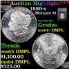 Image 1 : ***Auction Highlight*** 1880-s Morgan Dollar $1 Graded ms64+ DMPL BY SEGS (fc)