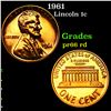 Image 1 : Proof 1961 Lincoln Cent 1c Grades Gem+ Proof Red