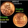 Image 1 : 1953-d Lincoln Cent 1c Grades Gem+ Unc RD