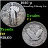 Image 1 : 1929-d Standing Liberty Quarter 25c Grades f, fine
