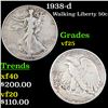 Image 1 : 1938-d Walking Liberty Half Dollar 50c Grades vf+