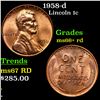 Image 1 : 1958-d Lincoln Cent 1c Grades GEM++ RD