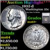 Image 1 : ***Auction Highlight*** 1932-d Washington Quarter 25c Graded ms63+ By SEGS (fc)