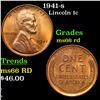 Image 1 : 1941-s Lincoln Cent 1c Grades GEM+ Unc RD