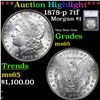 Image 1 : ***Auction Highlight*** 1878-p 7tf Morgan Dollar $1 Graded ms65 By SEGS (fc)