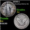 Image 1 : 1930-s Standing Liberty Quarter 25c Grades f, fine