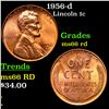 Image 1 : 1956-d Lincoln Cent 1c Grades GEM+ Unc RD